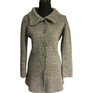Sense Gray Button Front Long Line Wool Alpaca Blend Cardigan Jacket Size S